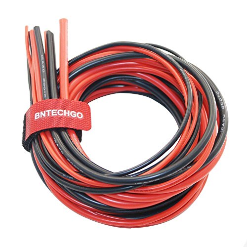 Product Cover BNTECHGO 10/12/14/16/18 Gauge Silicone Wire 600V 30 feet(3ft Black and 3ft Red: 10 AWG,12 AWG,14 AWG,16 AWG and 18 AWG) Flexible High Temperature Resistant Electric Wire Strands of Tinned Copper Wire