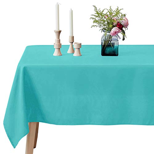 Product Cover VEEYOO Rectangle Tablecloth - 70 x 120 Inch Polyester Table Cloth for 6 Foot Table - Soft Washable Oblong Turquoise Table Cloths for Wedding, Parties, Restaurant, Dinner, Buffet Table and More