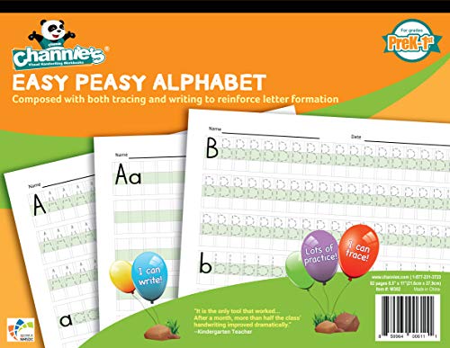 Product Cover Channie's W302 Easy Peasy Alphabet Handwriting WORKBOOK Combine Both TRACING & Writing. Lots PRACTICES! Most Visual & Simple WORKBOOK ON The Market