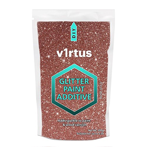 Product Cover V1RTUS Rose Gold Glitter Paint Crystal Additive 100g / 3.5oz for Acrylic, Latex, Emulsion - use Interior / Exterior - Wall, Ceiling, Wood, Metal, Varnish, Dead flat, Matte, Soft Sheen or Silk