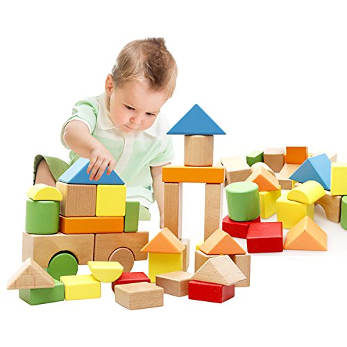 Product Cover Lewo Large Wooden Blocks Construction Building Toys Set Stacking Bricks Board Games 32 Pieces
