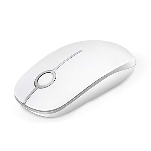 Product Cover Jelly Comb 2.4G Slim Wireless Mouse with Nano Receiver, Less Noise, Portable Mobile Optical Mice for Notebook, PC, Laptop, Computer, MacBook MS001 (White and Silver)