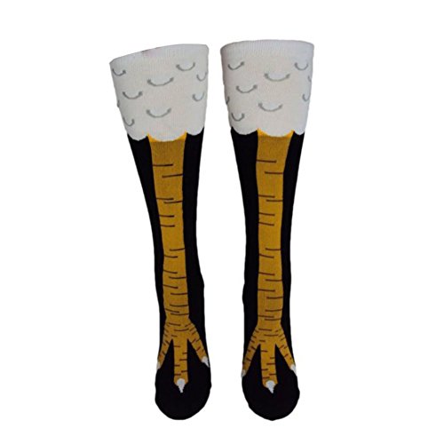 Product Cover Crazy Funny Chicken Legs Knee-High Novelty Socks Funny Gifts (Long(50cm/ 19.7''), Yellow)