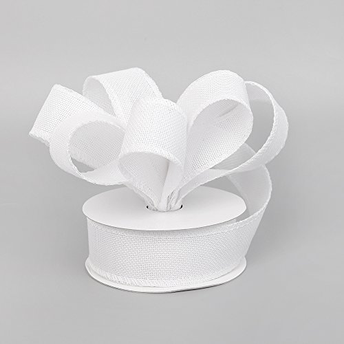 Product Cover Burlap Ribbon Perfect for Wedding Home Decoration Gift Wrap Bows Made Handmade Art Crafts 1-1/2 Inch X 10 Yard Spool (White)