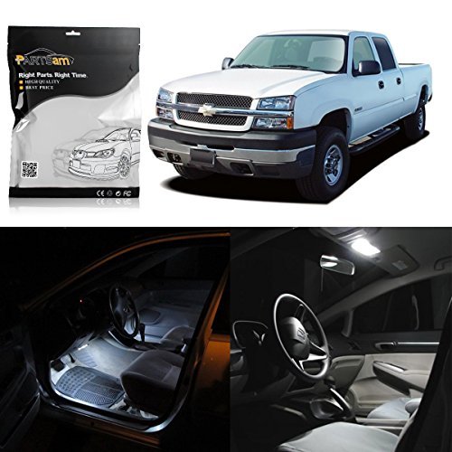 Product Cover Partsam White Interior LED Light Package Kit Replacement Bulbs Compatible with 1999-2006 Chevrolet Silverado W/License Plate Light (11 Pieces)