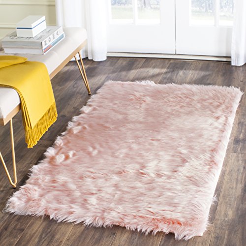 Product Cover Safavieh Faux Sheep Skin Collection FSS235G Pink Area Rug, 2' x 3'