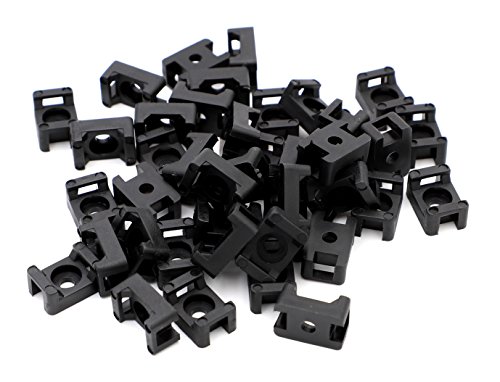 Product Cover iExcell 100 Pcs Black 4.5mm Width Cable Tie Base Saddle Type Mount Wire Holder
