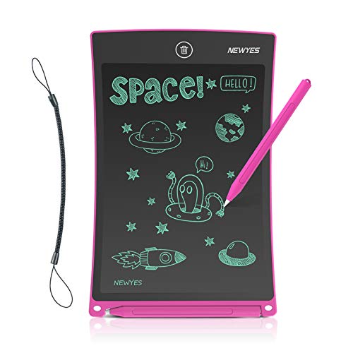 Product Cover NEWYES 8.5 Inches LCD Writing Tablet with Lock Function Office Whiteboard Bulletin Board Kitchen Memo Notice Fridge Board Magnetic Daily Planner Gifts for Kids (Pink+Lanyard)