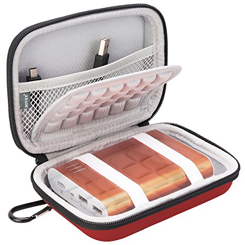 Product Cover BOVKE EVA Shockproof Travel Carrying Storage Case Bag for Jackery Giant+ 12000 mAh 10200mAh, RAVPower 16750mAh/13000mAh, Anker PowerCore 10400 Portable Charger Power Bank External Battery,Red