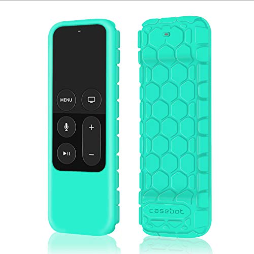 Product Cover Fintie Protective Case for Apple TV 4K / 4th Gen Remote - Casebot [Honey Comb Series] Light Weight [Anti Slip] Shock Proof Silicone Cover for Apple TV 4K Siri Remote Controller, Mint Green