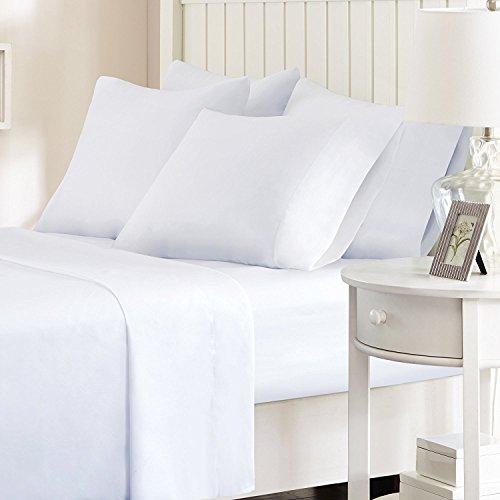 Product Cover Queen , White : Comfort Spaces - Microfiber Sheet Set - 6 Piece - Queen Size - Solid - White - Includes flat sheet, fitted sheet and 4 pillow cases