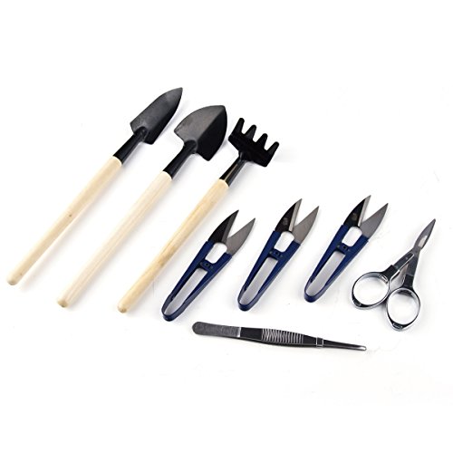 Product Cover ZELAR MADE Bonsai Set 8 Pcs - Include Pruner,Fold Scissors,Mini Rake,Bud & Leaf Trimmer Set