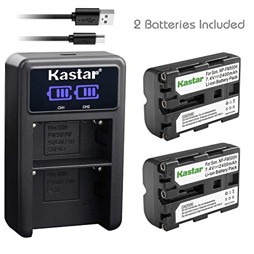 Product Cover Kastar Battery X2 & LCD Dual Charger for Sony NP-FM500H Alpha SLT A57 A58 A65 A77 A99 A77V A77II DSLR-A100 A200 A350 A450 A500 A550 A700 A850 A900 Alpha a99 II CLM-V55 DSLR a100 a200 a560 a580 a58