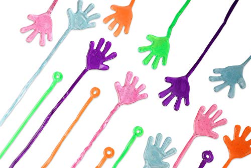 Product Cover Neliblu Sticky Fingers, Fun Toys, Party Favors, Wacky Fun Stretchy Glitter Sticky Hands, Party Favors, Birthday Parties, Toys for Sensory Kids, 24 Piece