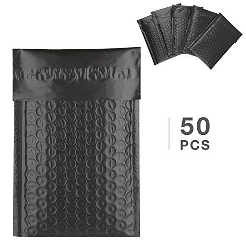 Product Cover Fu Global #000 4x8 Inch Black Poly Bubble Mailer Self Seal Padded Envelopes Pack of 50