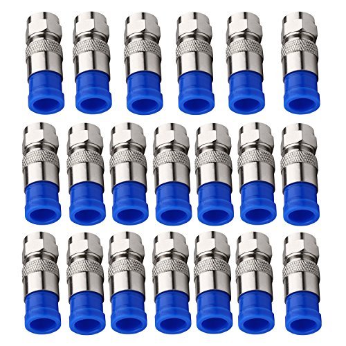 Product Cover ESUMIC RG6 F Type Connector Coax Coaxial Compression Fitting 20Pack (Blue)