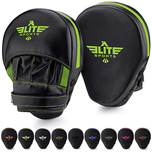 Product Cover Elite Sports New Item Essential Curved Boxing, MMA, Kickboxing, Muay Thai, Sparring Punching Mitts, Green