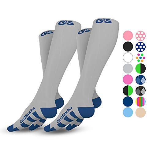 Product Cover Go2Socks Compression Socks for Men Women Nurses Runners 20-30mmHg Medical Stocking Athletic(2p Gray, L)