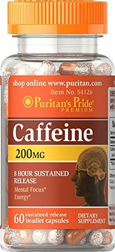 Product Cover 2 Bottles of Puritan's Pride Caffeine 200 mg 8-Hour SR-(60 Capsules x 2 = 120)