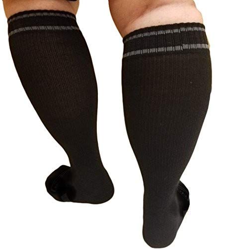 Product Cover MICODEMA Compression Socks Wide Calf - For Thick Calves with Ankle and Arch Support | Firm Gradient Pressure 28 mmHg Knee High Plus Size Premium Stocking | Comfortable Cotton with padded soles. XWide