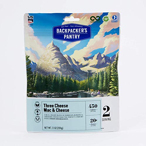 Product Cover Backpacker's Pantry Three Cheese Mac & Cheese, 2 Servings Per Pouch, Freeze Dried Food, 20 Grams of Protein, Vegetarian