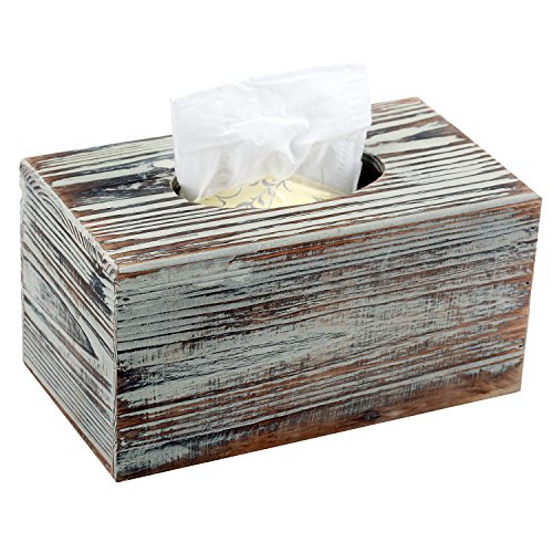 Product Cover MyGift Decorative Rustic Torched Wood Rectangular Facial Tissue Box Cover Holder
