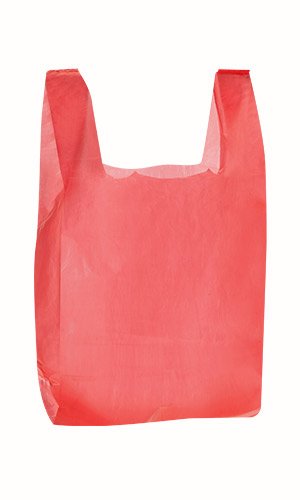 Product Cover RG Large Plastic Grocery T-shirts Carry-out Bag Red Unprinted 12 X 6 X 21 100ct