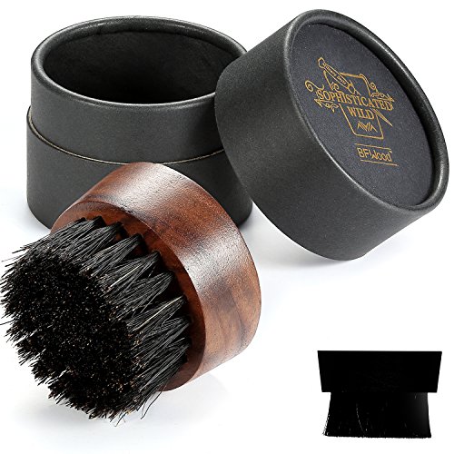 Product Cover BFWood Beard Brush for Men - Boar Bristles Small and Round - Black Walnut Wood