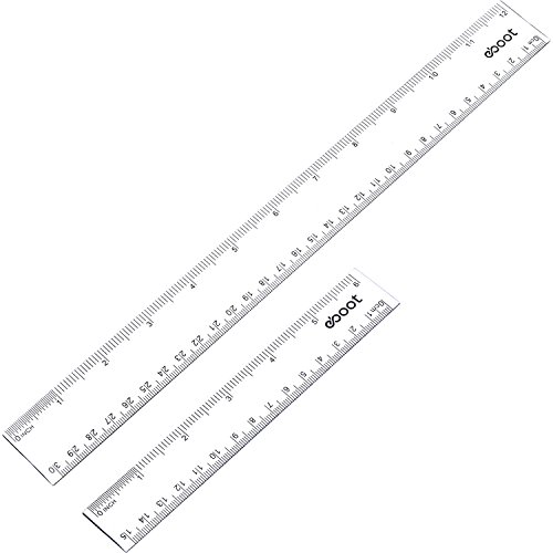 Product Cover eBoot Plastic Ruler Straight Ruler Plastic Measuring Tool 12 Inches and 6 Inches, 2 Pieces (Clear)