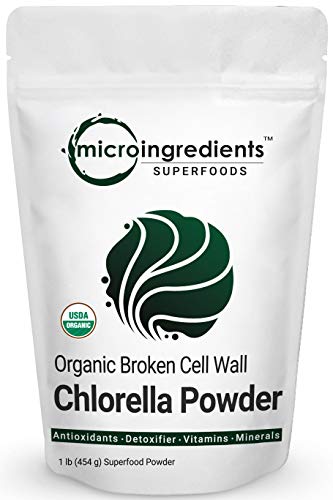 Product Cover Micro Ingredients Pure Organic Chlorella Powder 1 Pound (454 Grams), Rich Vitamins and Proteins, No Irradiated, No Contaminated, No GMOs and Vegan Friendly.