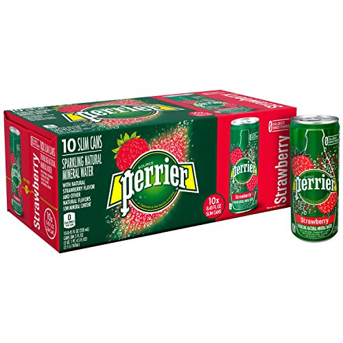 Product Cover Perrier Strawberry Flavored Carbonated Mineral Water, 8.45 fl oz. Slim Cans (10 Count)