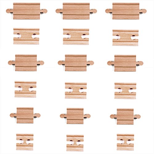 Product Cover Tiny Conductors 18 Piece Wooden Train Track Connectors & Adapters, 100% Real Wood Male-Male & Female-Female Pieces, Compatible with Thomas and Major Brands Wooden Toy Railroad Sets, (18-Piece)