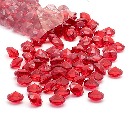 Product Cover Royal Imports Acrylic Diamonds Gems Crystal Rocks for Vase Fillers, Party Table Scatter, Wedding, Photography, Party Decoration, Crafts, 3 LBS (Approx 440-460 gems) - Red