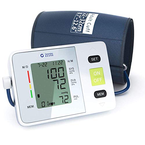 Product Cover Clinical Automatic Upper Arm Blood Pressure Monitor - Accurate, FDA Approved - Adjustable Cuff, Large Screen Display, Portable Case - Irregular Heartbeat & Hypertension Detector by Generation Guard