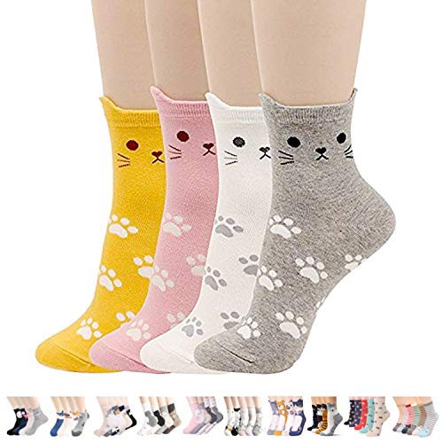 Product Cover Womens Casual Socks - Cute Crazy Lovely Animal Cats Dogs Owls Art Pattern Good for Gift