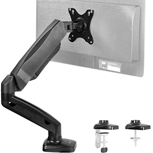 Product Cover VIVO Height Adjustable Monitor Arm - Single Counterbalance Desk Mount for Screens up to 27 inches | Fully Articulating Black Pneumatic Universal VESA Stand (STAND-V001O)
