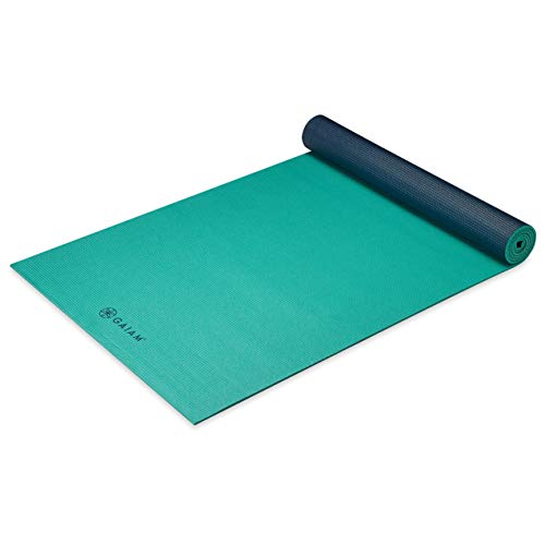 Product Cover Gaiam Yoga Mat Premium Solid Color Reversible Non Slip Exercise & Fitness Mat for All Types of Yoga, Pilates & Floor Workouts, Vibrant Viridian, 6mm