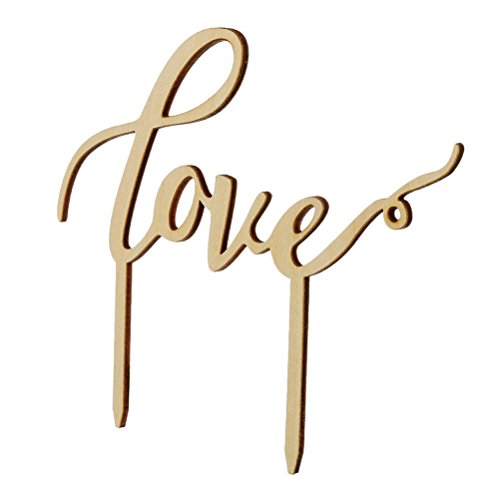 Product Cover Pixnor Love Cake Topper Love Sign Wood for Wedding Birthday Party