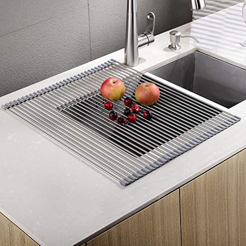 Product Cover EMBATHER - Sturdy Extra Large Multipurpose -No Occupying Space Easily Store Heat Resistant Roll Up Dish Drying Rack - Fit for Stainless Steel Sink (20.8