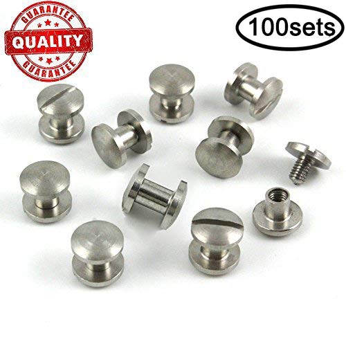 Product Cover Lausatek Chicago Binding Screws Sex Bolt Barrel nut Barrel Bolt Post Screw Slotted/Minus Head, Suitable for All Kind of Art and Leather, Made of Stainless Steel Never Rust, Length 1/4