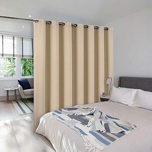 Product Cover NICETOWN Room Dividers Curtain Screen Partitions, Blackout Blinds for Patio Door, Sliding Door Insulated Curtains, Extra Wide Curtain for Villa/Hall (Biscotti Beige, 1 PC, 8.3ft Width x 7ft Length)