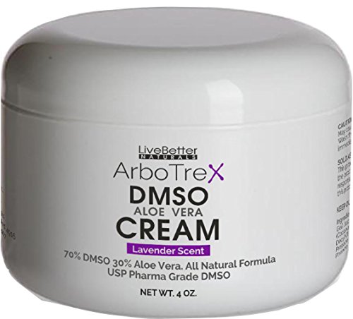 Product Cover DMSO Cream With Aloe Vera - Lavender Scented, Made With 99.9% Pure Pharmaceutical grade DMSO - 70% DMSO/30% Aloe Vera, Made in USA for Live Better Naturals 4 oz