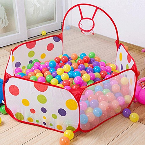 Product Cover Kids Indoor Pop Up Ball Play Tent,PortableFun Playhouse Ball Pit Pool Playpen with Basketball Hoop - Great Outdoor Toddler Toys-Balls Not Included (Ball Pit with Basketball Hoop)