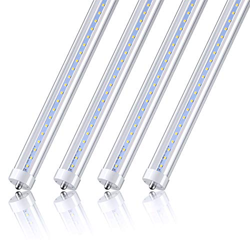 Product Cover CNSUNWAY LIGHTING 8ft LED Bulbs, 45W(100W Equiv.), Dual-End Powered, Ballast Bypass, 4800LM, 6000K Cool White, Clean Cover, T8 T10 T12 Fluorescent Light Bulbs Replacement(4-Pack)