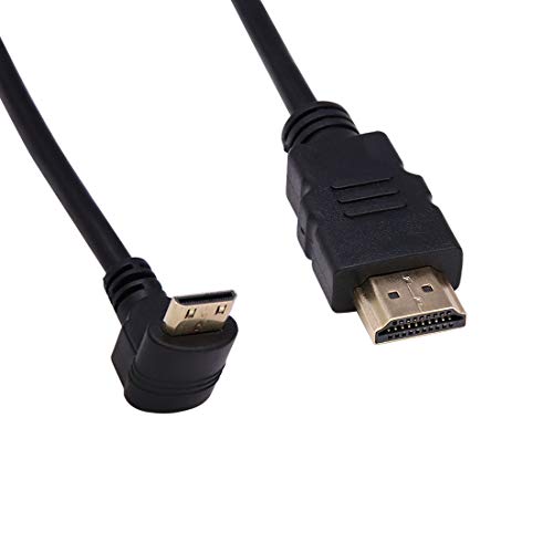 Product Cover Mini HDMI to HDMI Cable High Speed with Ethernet Type C 90 degrees bend to Type A Support 3D & 4K for Digital Cameras/Camcorders, MP3 players, HDTVs and other HDMI Devices 6 inch,QiCheng&Start
