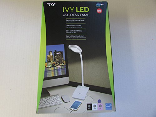 Product Cover TW Lighting IVY-40BK The Ivy LED Desk Lamp with USB Port, 3-Way Touch Switch (Purple)