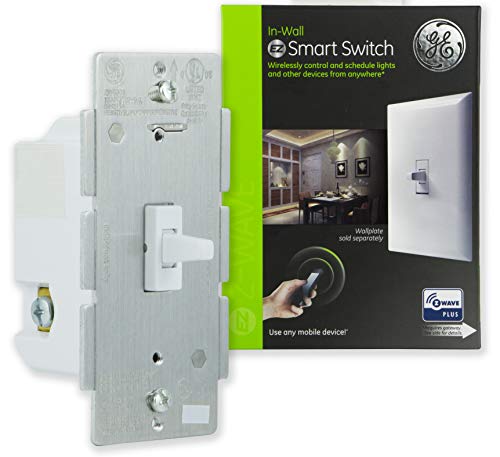 Product Cover GE Enbrighten Z-Wave Plus Smart Toggle Light Switch, On/Off Control, in-Wall, Built-in Repeater/Range Extender, Zwave Hub Required, Works with SmartThings Wink and Alexa, 14292, White