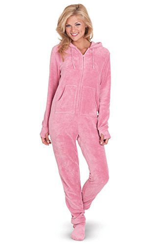 Product Cover PajamaGram Fleece Onesies for Women - Hoodie Footie Pajamas Adult, Zip Front