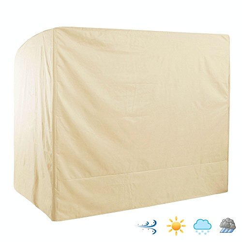 Product Cover Outdoor 3 Triple Seater Hammock Patio Swing Chair Cover, Water-Resistant, All Weather Protection, Beige Color
