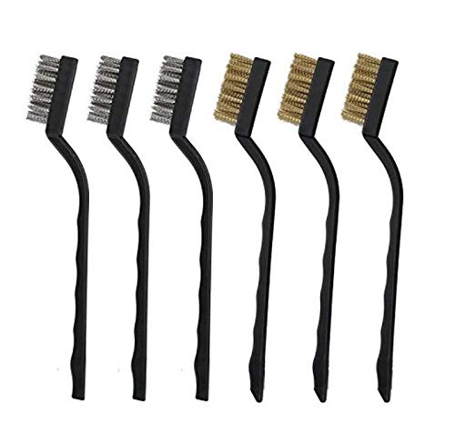 Product Cover 6Pcs Mini Wire Brush with Brass and Stainless for Cleaning Welding Slag and Rush